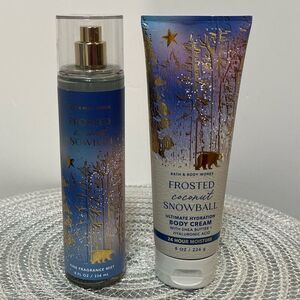 Bath & Body Works Frosted Coconut Snowball Fragrance Mist And Body Cream NWT